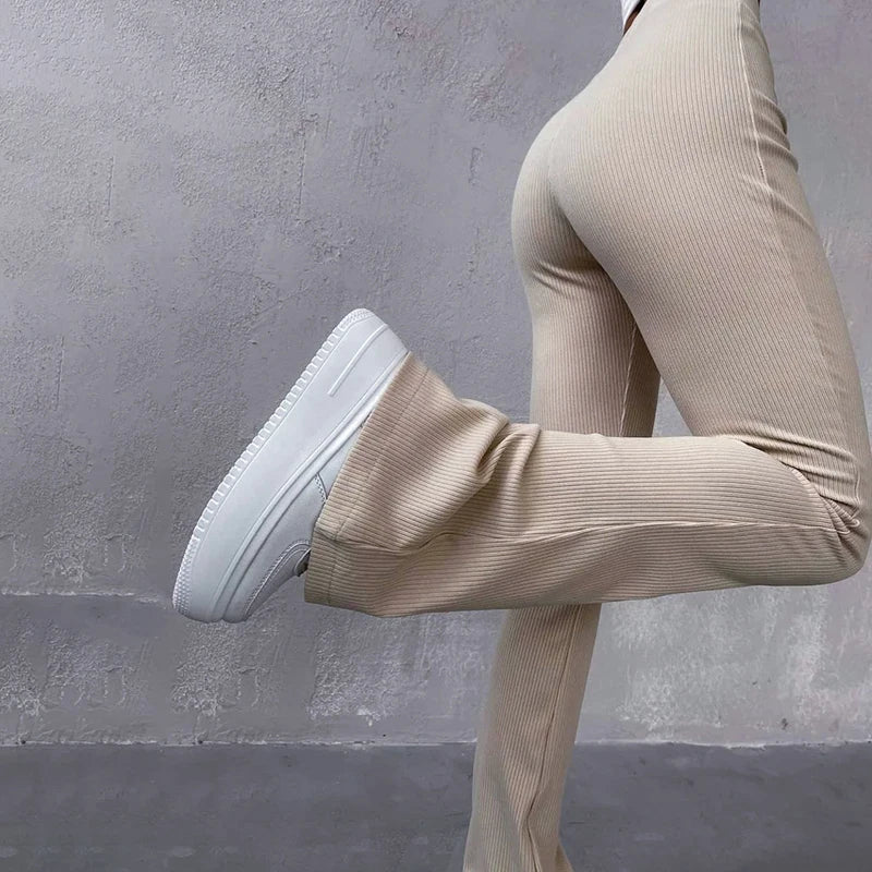 Autumn Solid High Waist Pants