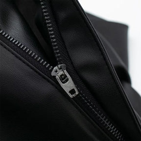 Casual Wide Leg Pants Navy Style Faux Leather