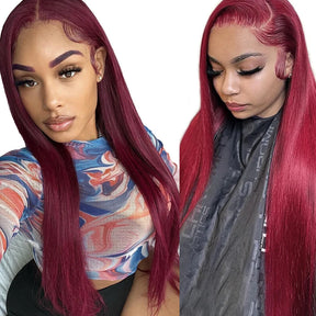 99j Burgundy Bone Straight 3 Bundles with Closure Vietnam Raw Human Hair Extension Ombre Colored Bundles 2x6 Lace Kim K Closure