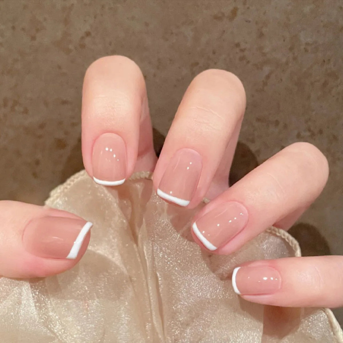French Nude Seamless Removable Fake Nails
