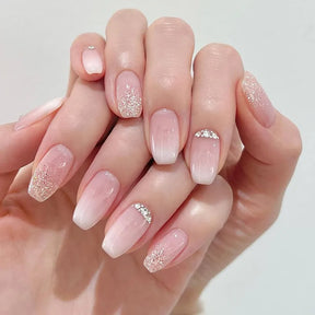 Gradient Glitter Butterfly Rhinestones False Nail