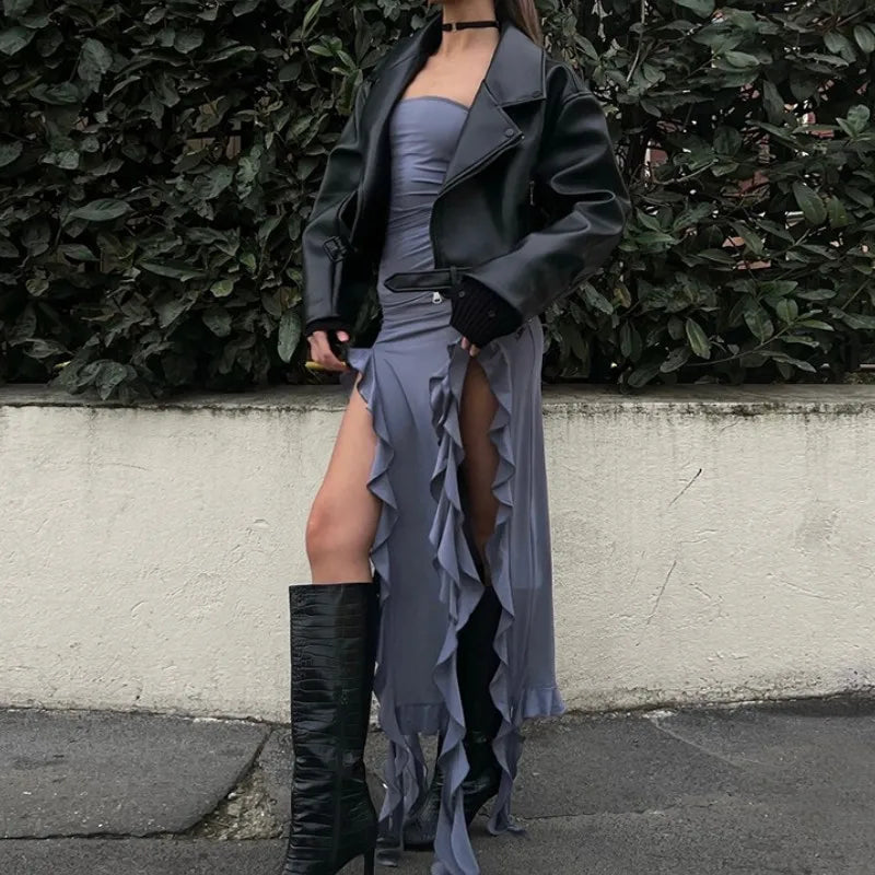 Elegant Ruffles Off Shoulder Women Midi Dress