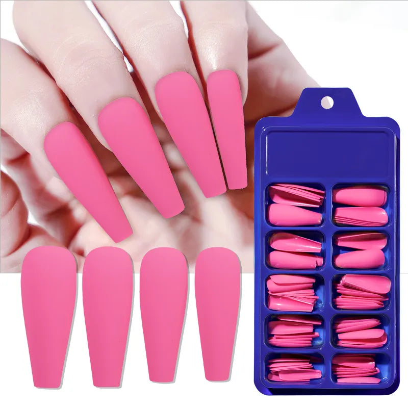 Coffin False Nail Mixed Size Solid Color