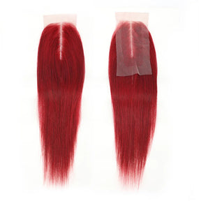 99j Burgundy Bone Straight 3 Bundles with Closure Vietnam Raw Human Hair Extension Ombre Colored Bundles 2x6 Lace Kim K Closure
